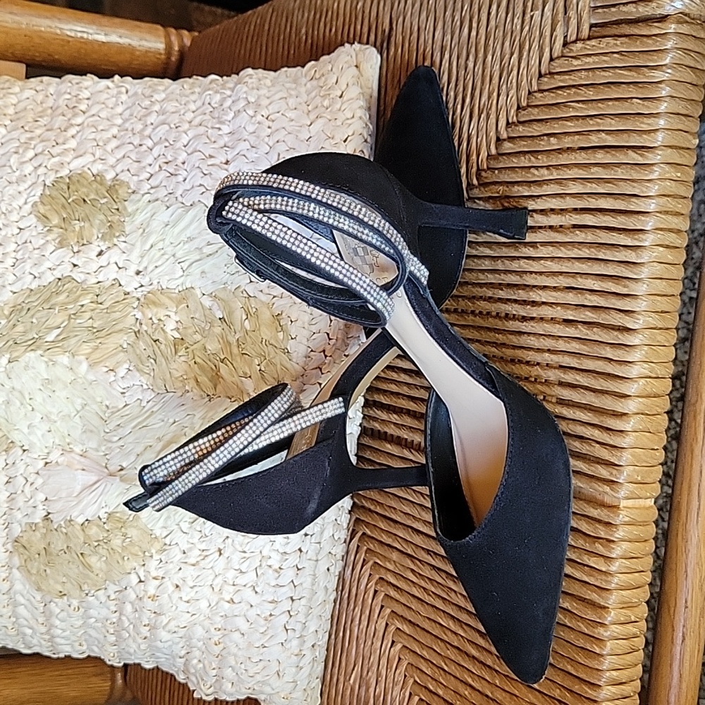 Vince Camuto Ketrinda black ankle strap stiletto,  size 6 M